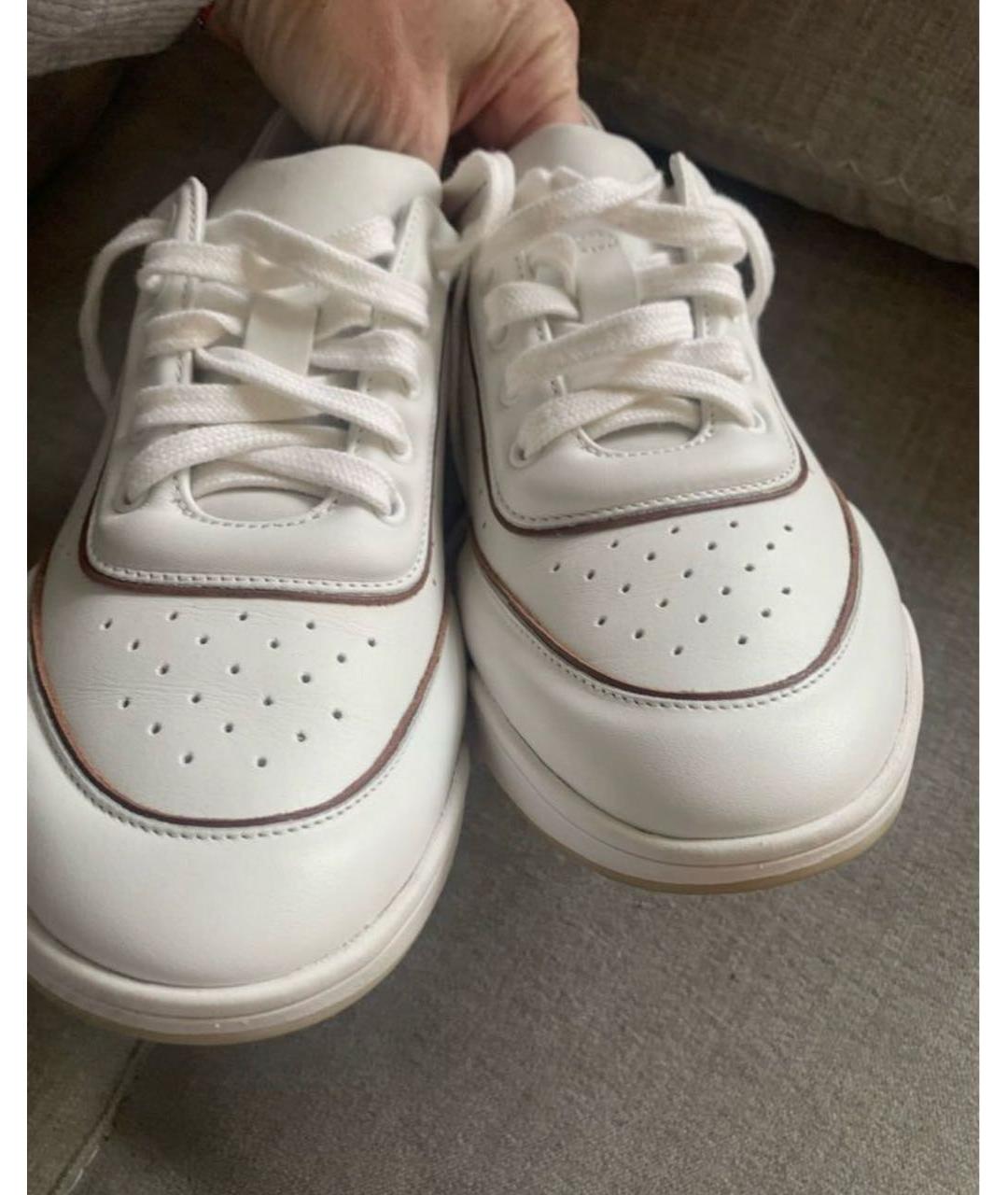 LORO PIANA Белые кожаные кеды, фото 5