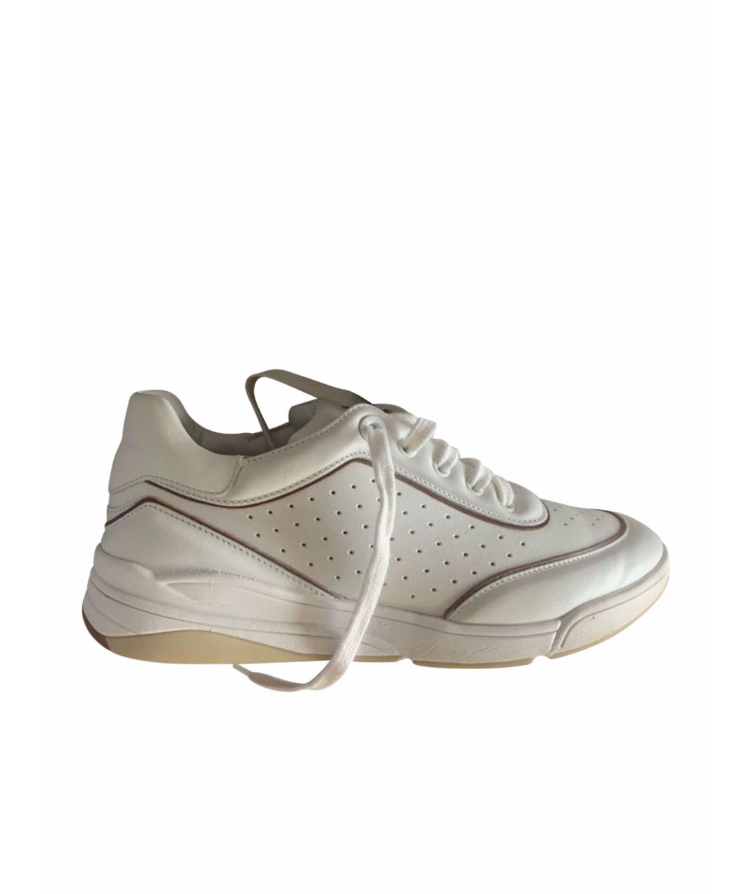 LORO PIANA Белые кожаные кеды, фото 1