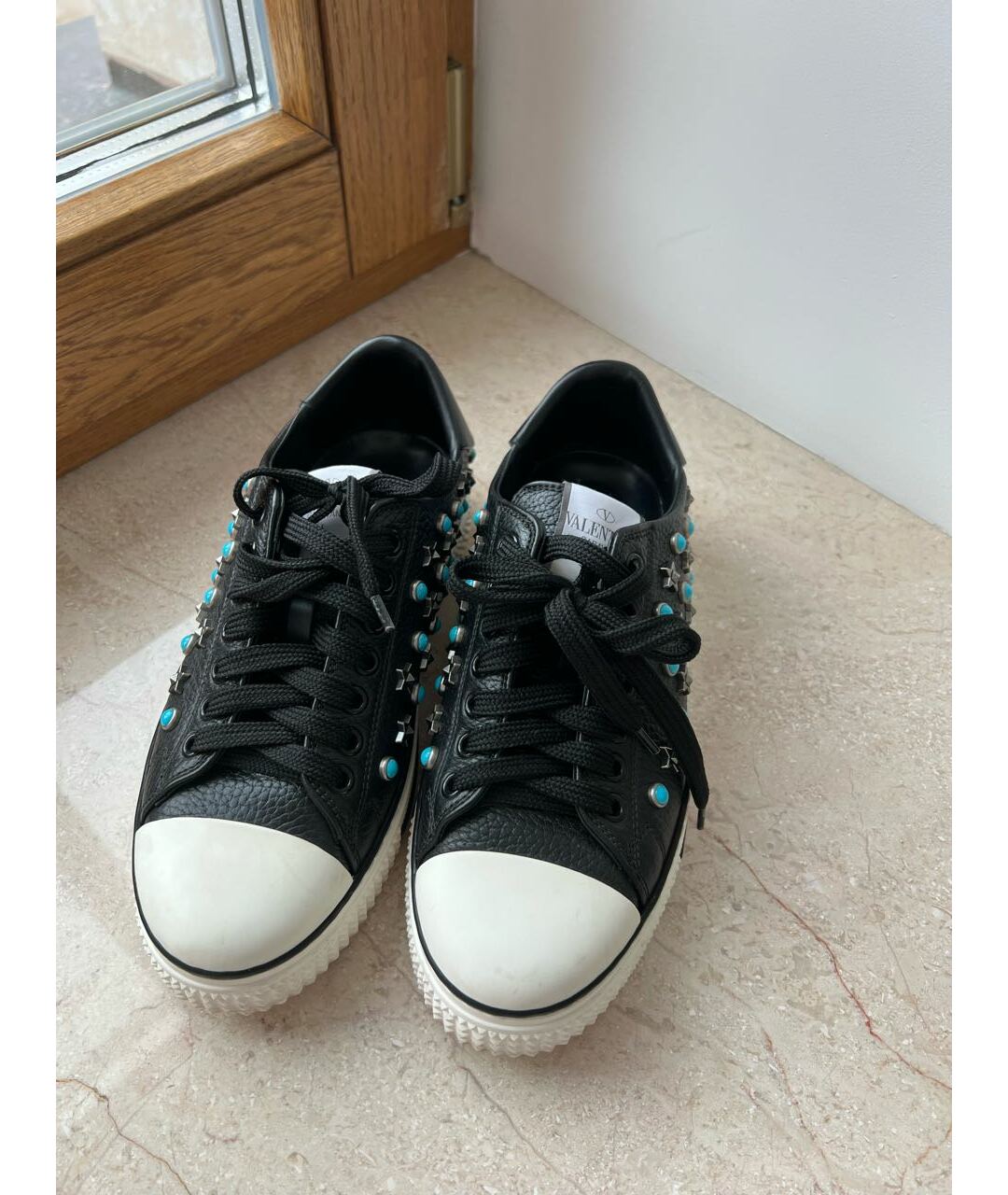 VALENTINO Черные кожаные кроссовки, фото 2