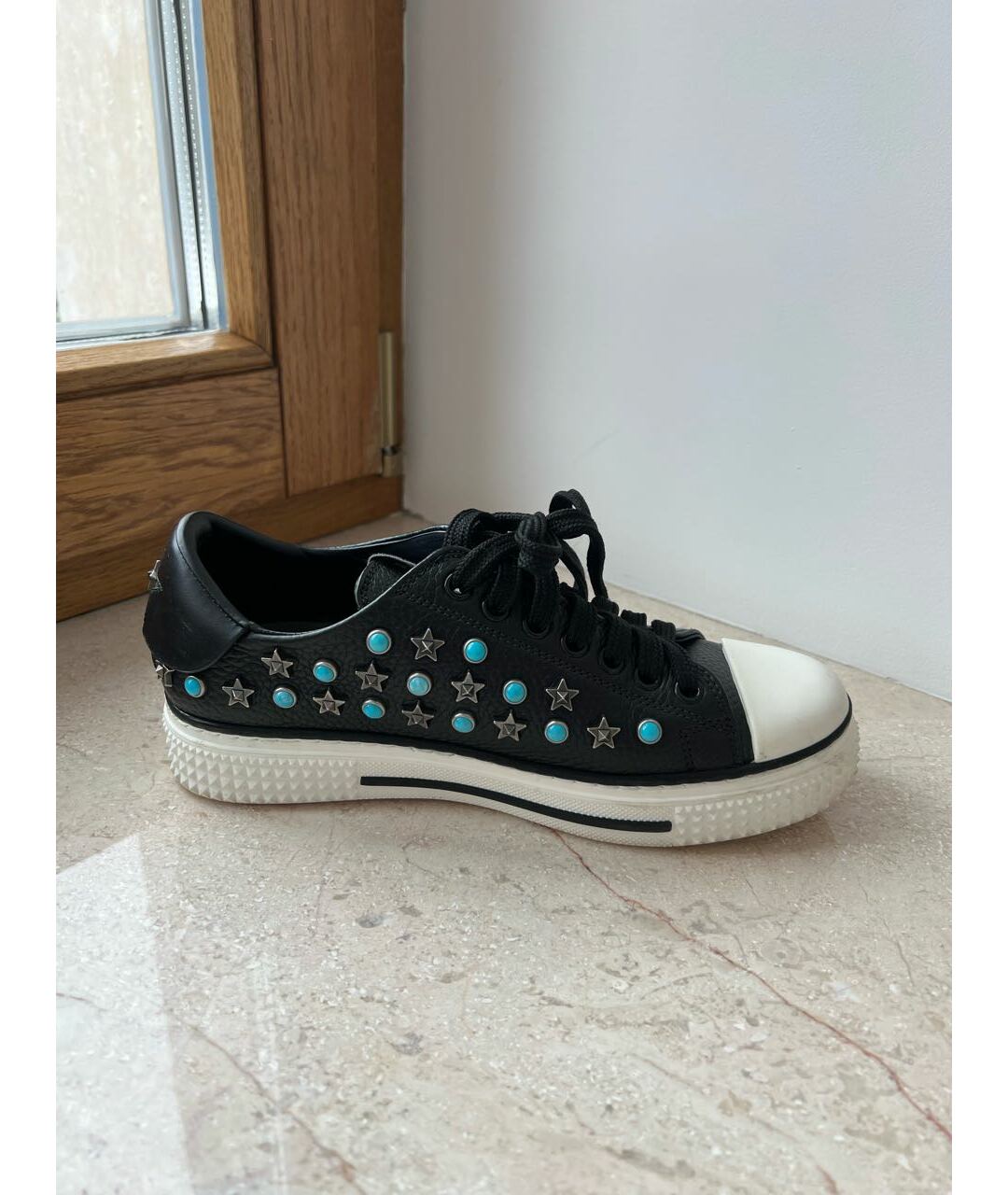 VALENTINO Черные кожаные кроссовки, фото 3