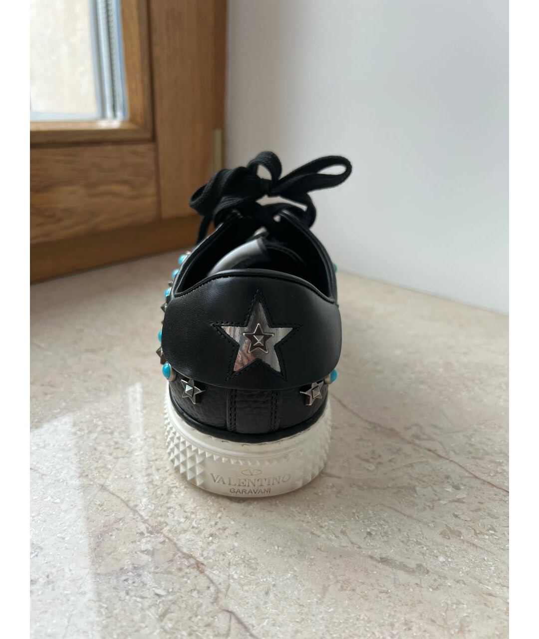VALENTINO Черные кожаные кроссовки, фото 4