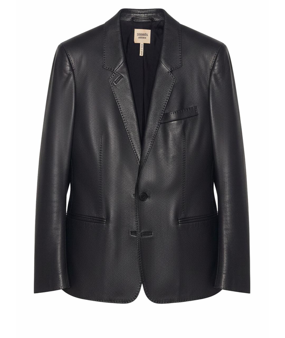 HERMES Антрацитовый кожаный жакет/пиджак, фото 1