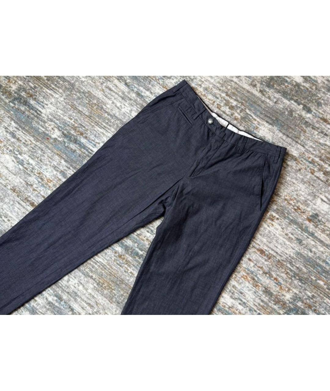 CORNELIANI Серые хлопко-эластановые классические брюки, фото 4