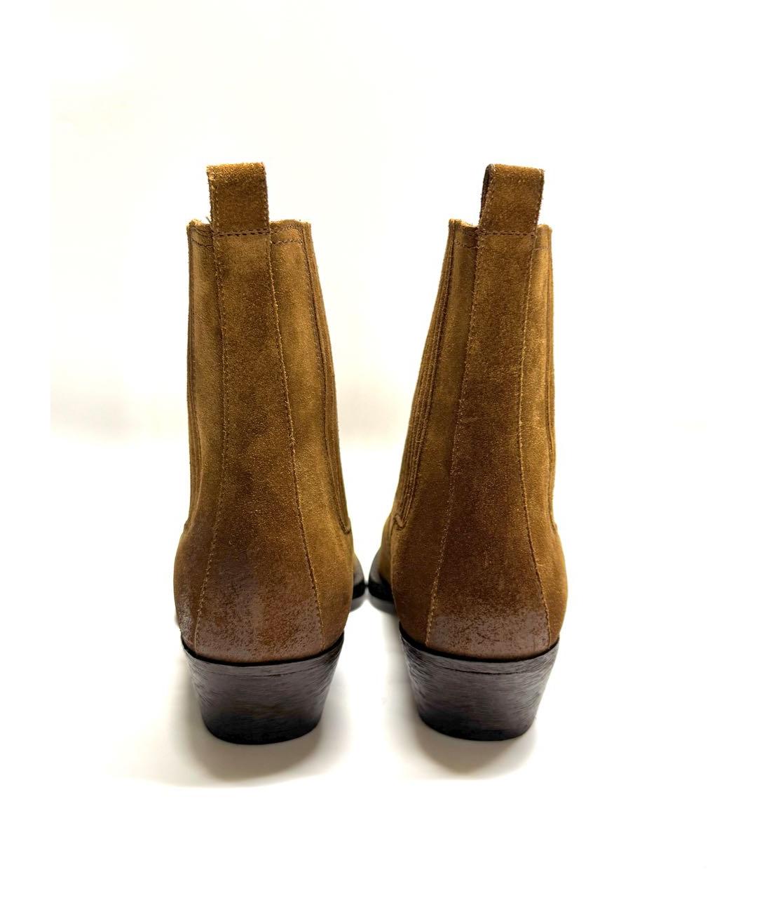 SAINT LAURENT Коричневые замшевые ботильоны, фото 4