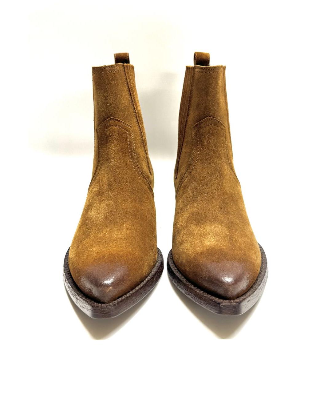 SAINT LAURENT Коричневые замшевые ботильоны, фото 2