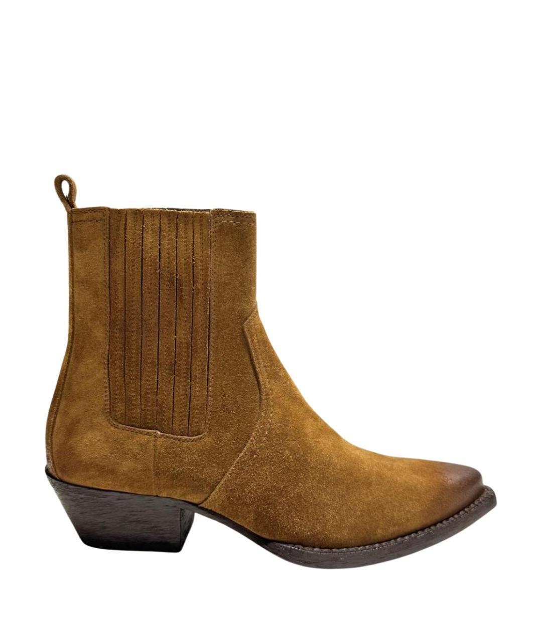 SAINT LAURENT Коричневые замшевые ботильоны, фото 1