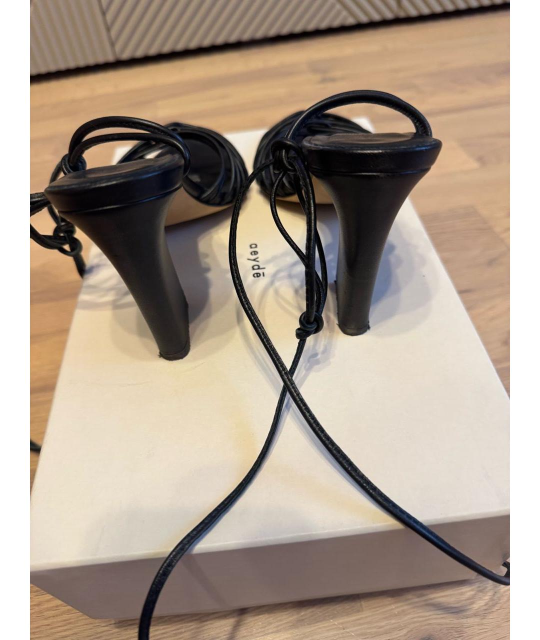 AEYDE Черные кожаные босоножки, фото 4