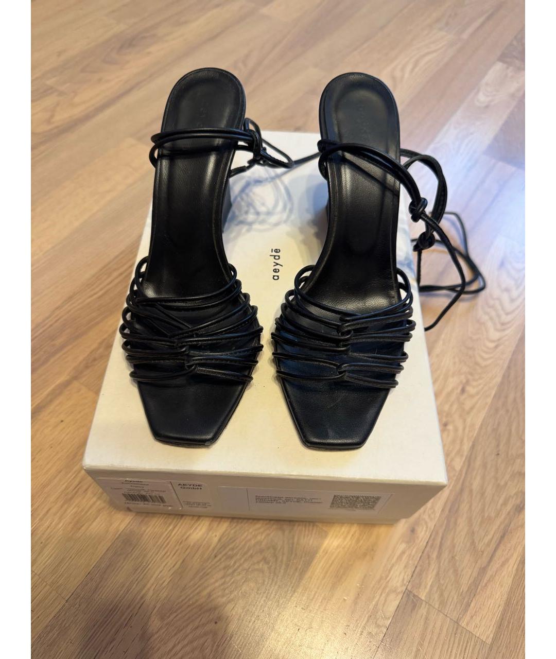 AEYDE Черные кожаные босоножки, фото 3