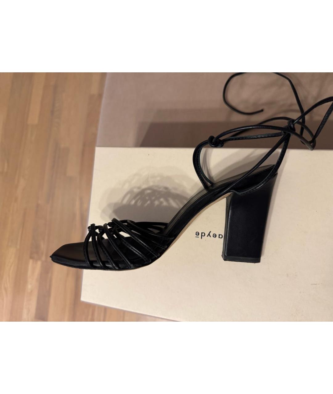 AEYDE Черные кожаные босоножки, фото 7