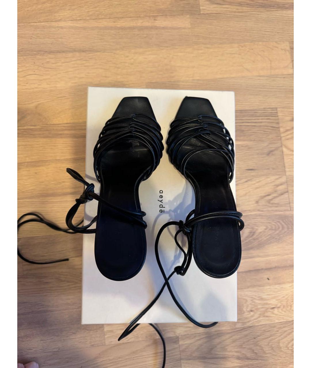 AEYDE Черные кожаные босоножки, фото 6