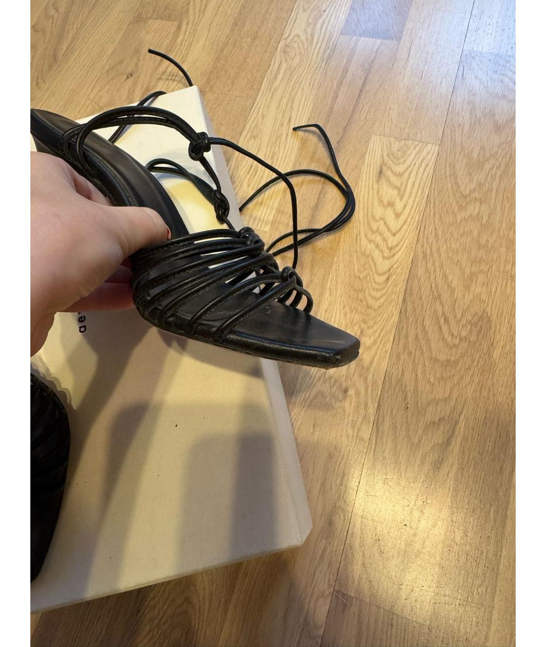 AEYDE Черные кожаные босоножки, фото 2