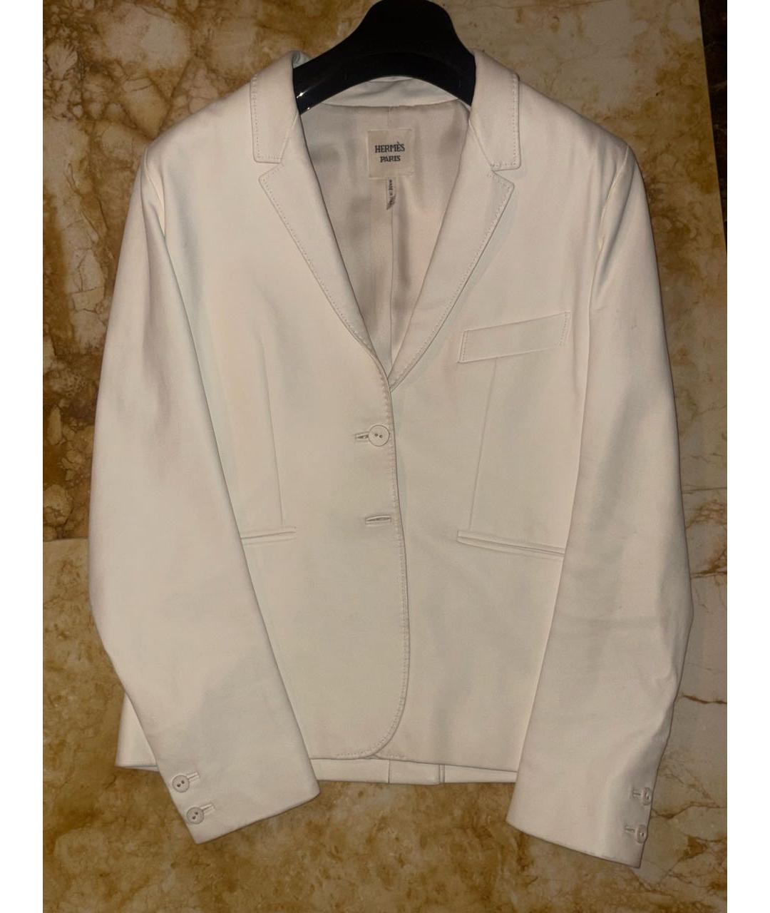 HERMES Белый кожаный жакет/пиджак, фото 4