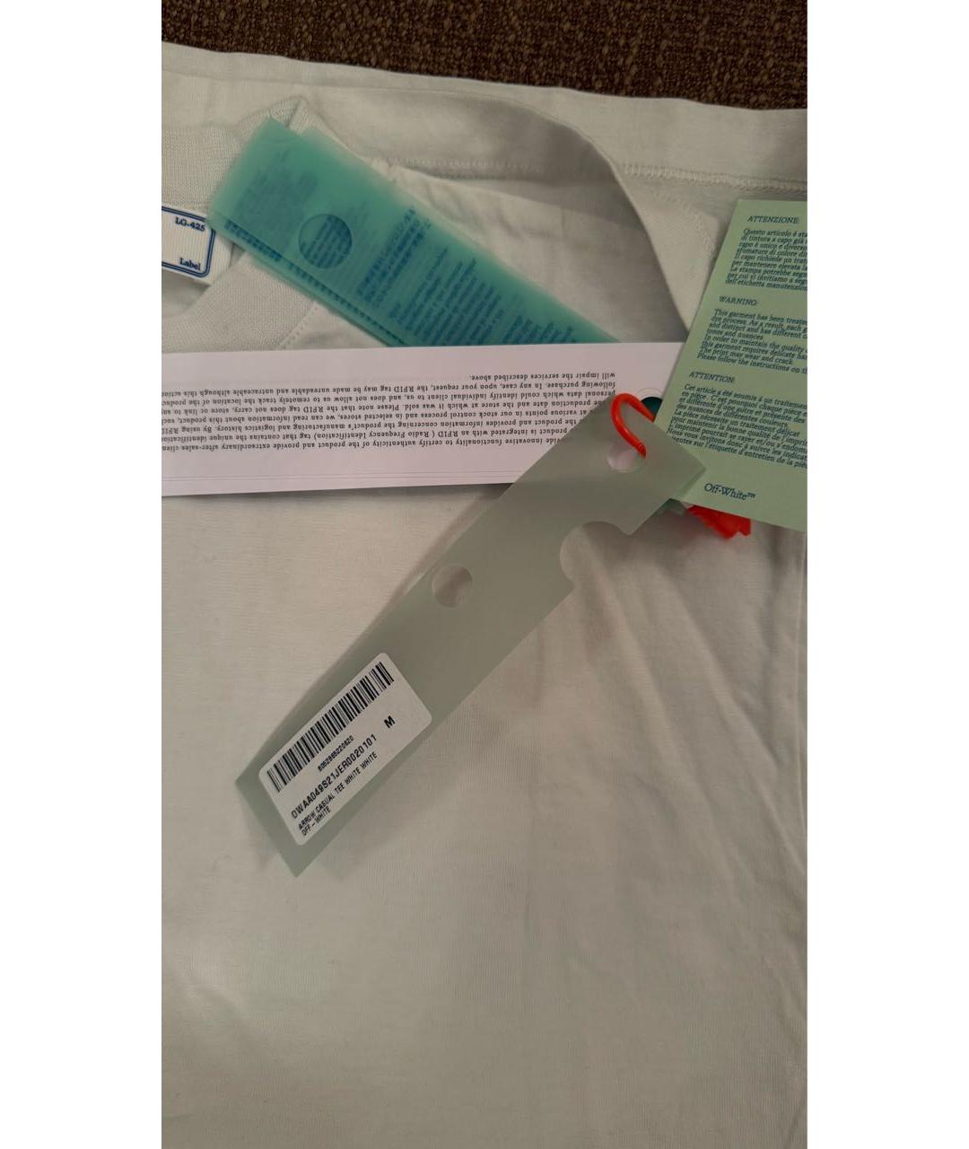 OFF-WHITE Белая хлопковая футболка, фото 4