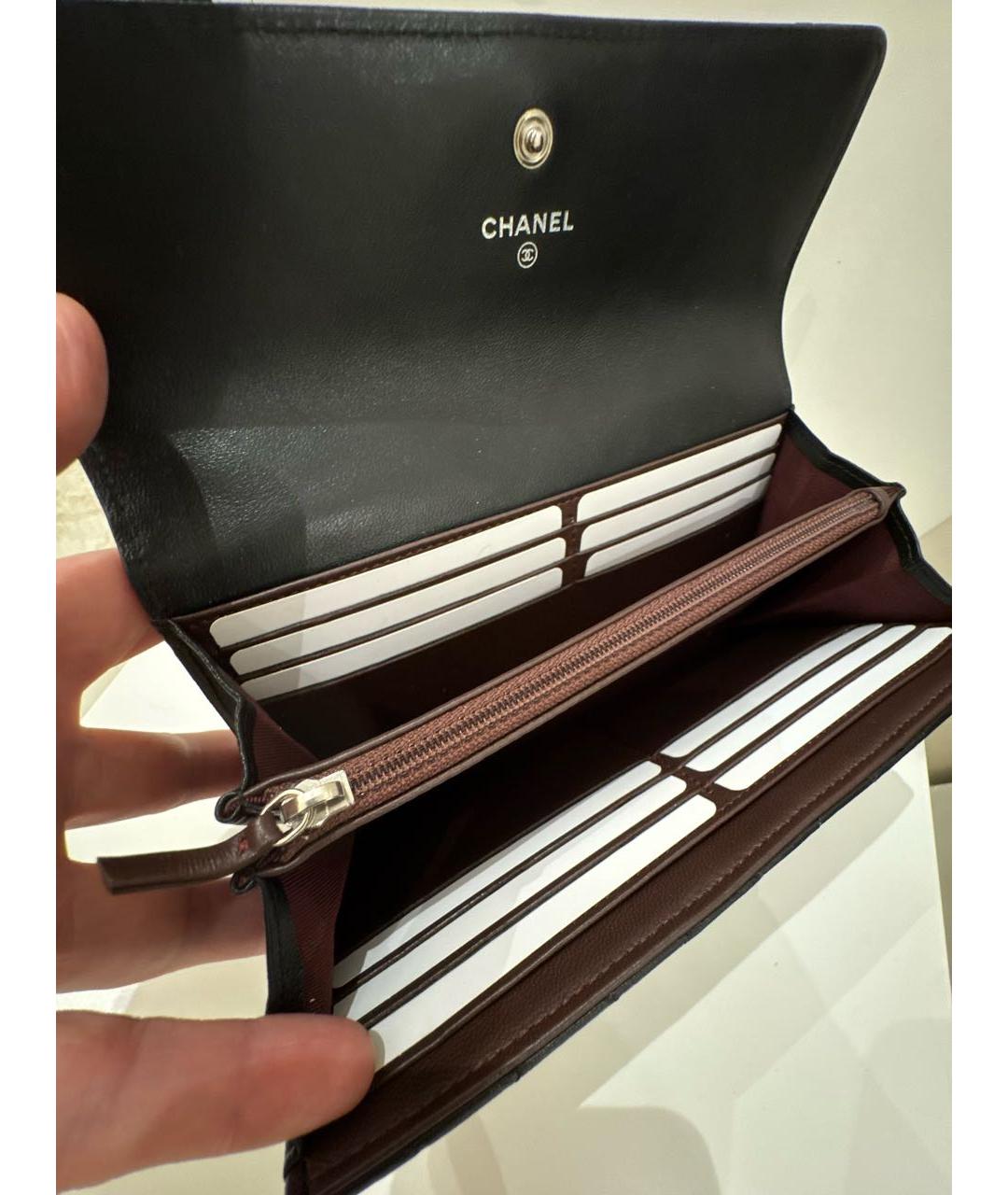 CHANEL Черный кожаный кошелек, фото 4