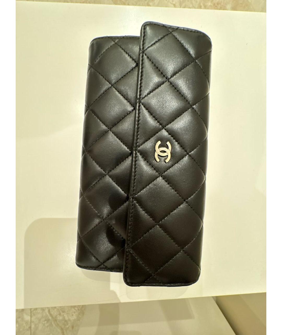 CHANEL Черный кожаный кошелек, фото 5