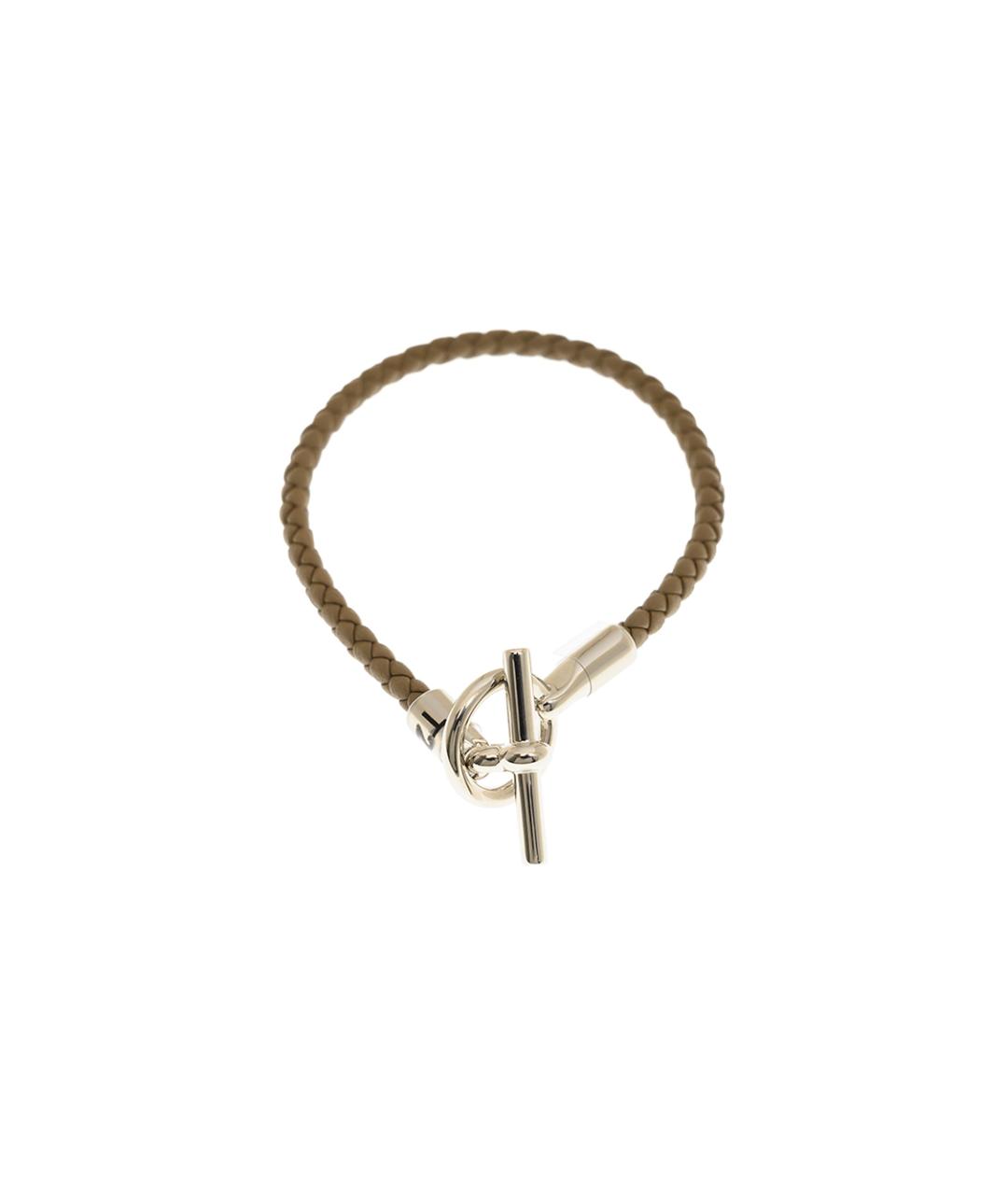 HERMES Коричневый кожаный браслет, фото 1