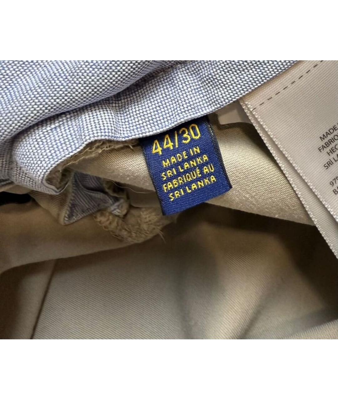 POLO RALPH LAUREN Бежевые хлопко-эластановые повседневные брюки, фото 6