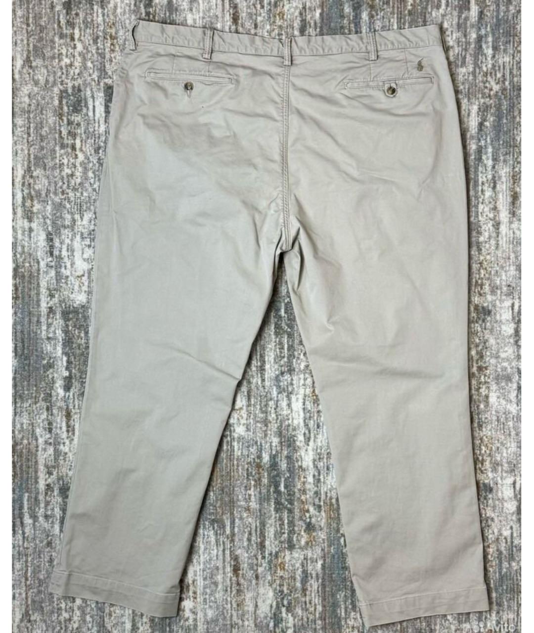 POLO RALPH LAUREN Бежевые хлопко-эластановые повседневные брюки, фото 2