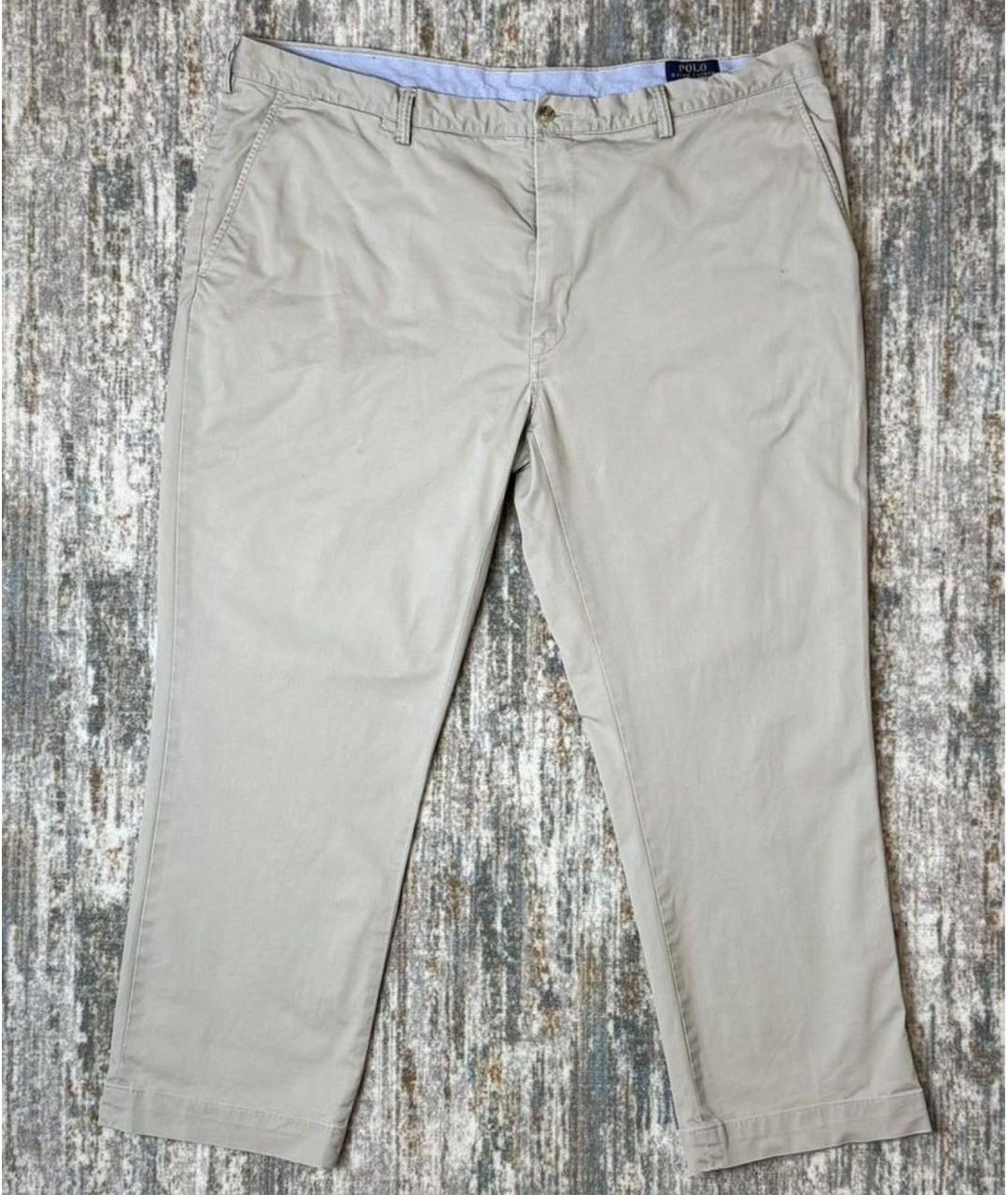 POLO RALPH LAUREN Бежевые хлопко-эластановые повседневные брюки, фото 9