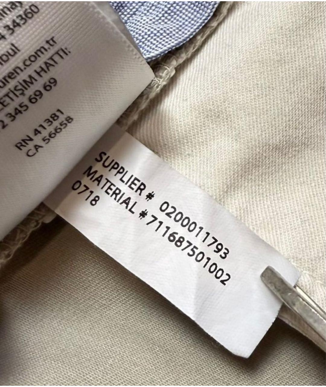 POLO RALPH LAUREN Бежевые хлопко-эластановые повседневные брюки, фото 8