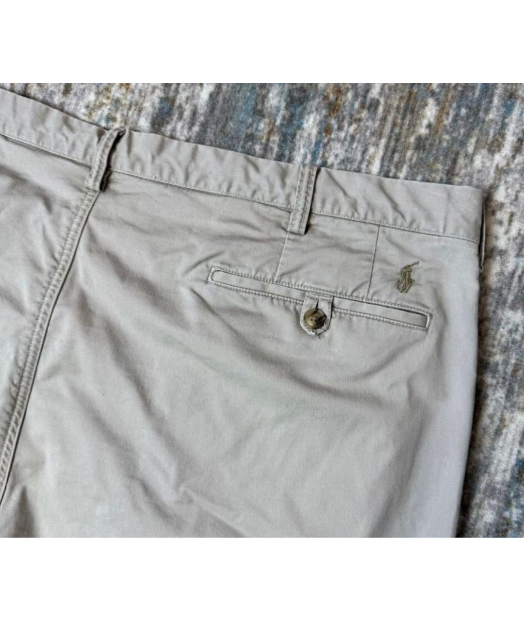 POLO RALPH LAUREN Бежевые хлопко-эластановые повседневные брюки, фото 4