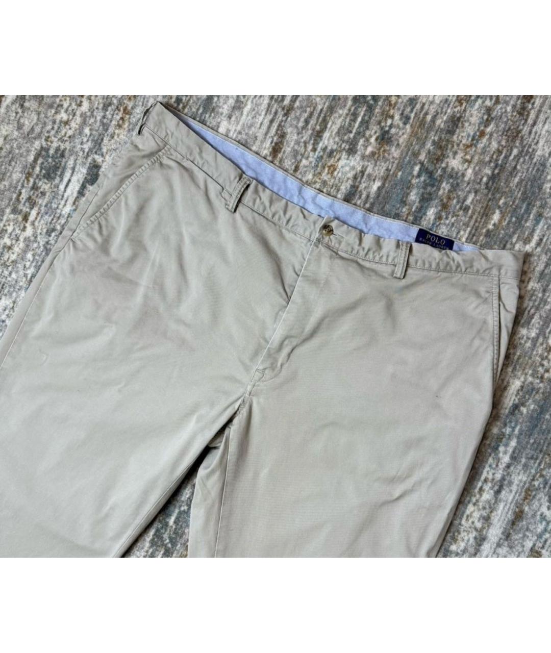 POLO RALPH LAUREN Бежевые хлопко-эластановые повседневные брюки, фото 3