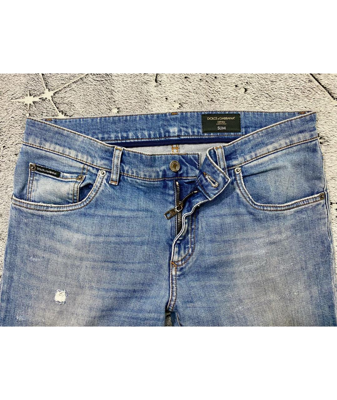DOLCE&GABBANA Синие хлопковые джинсы скинни, фото 4
