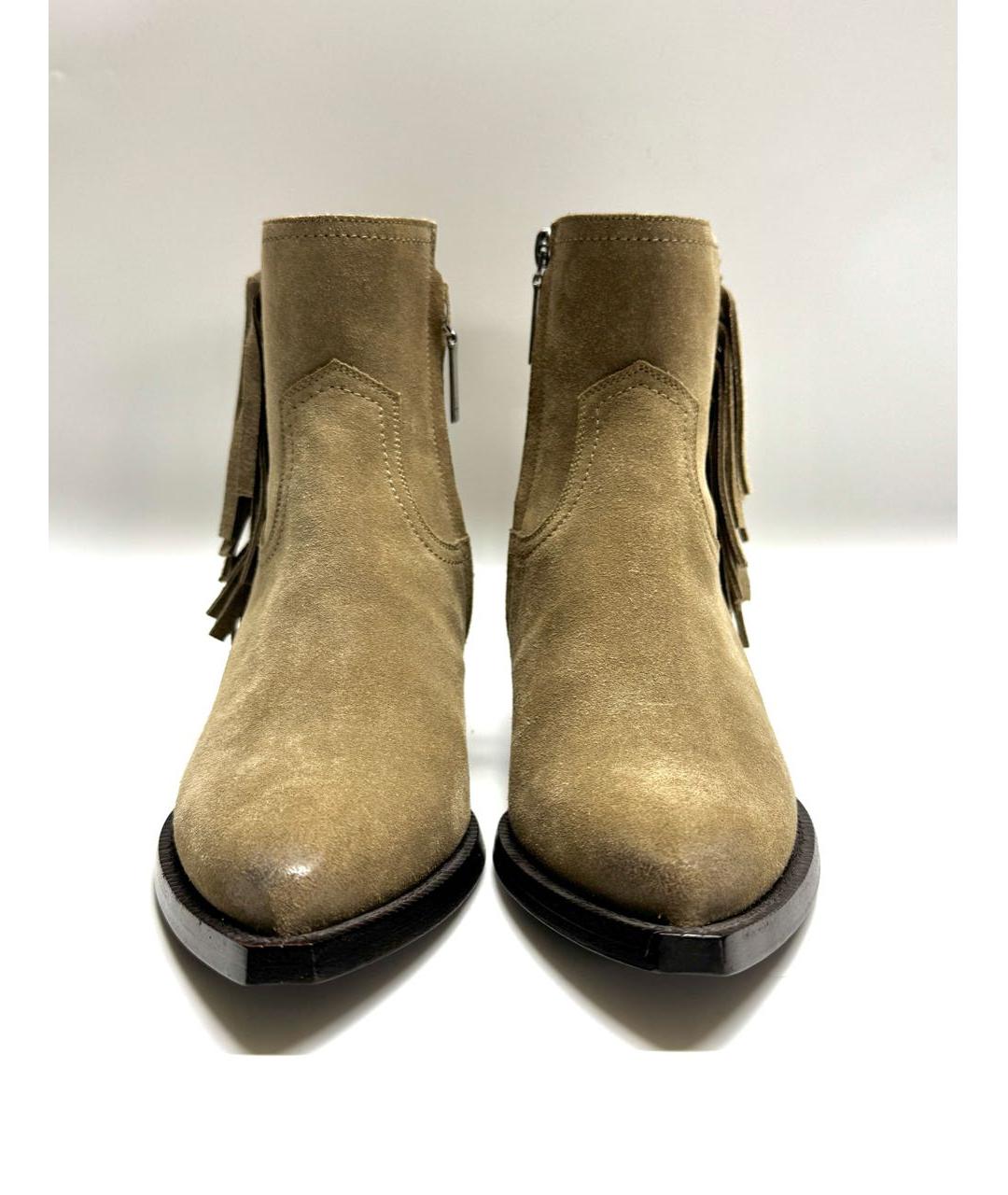 SAINT LAURENT Бежевые замшевые ботильоны, фото 2