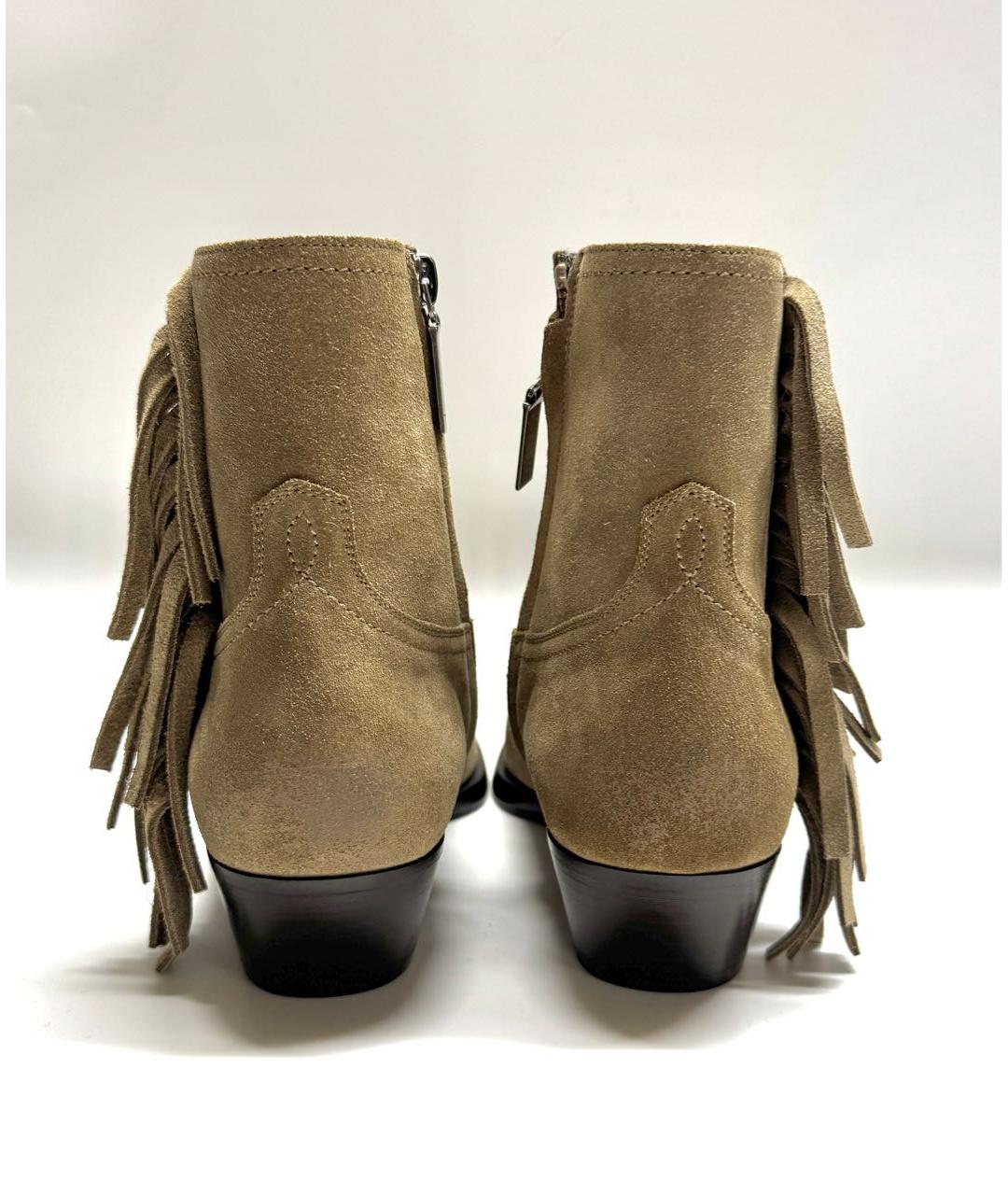 SAINT LAURENT Бежевые замшевые ботильоны, фото 4