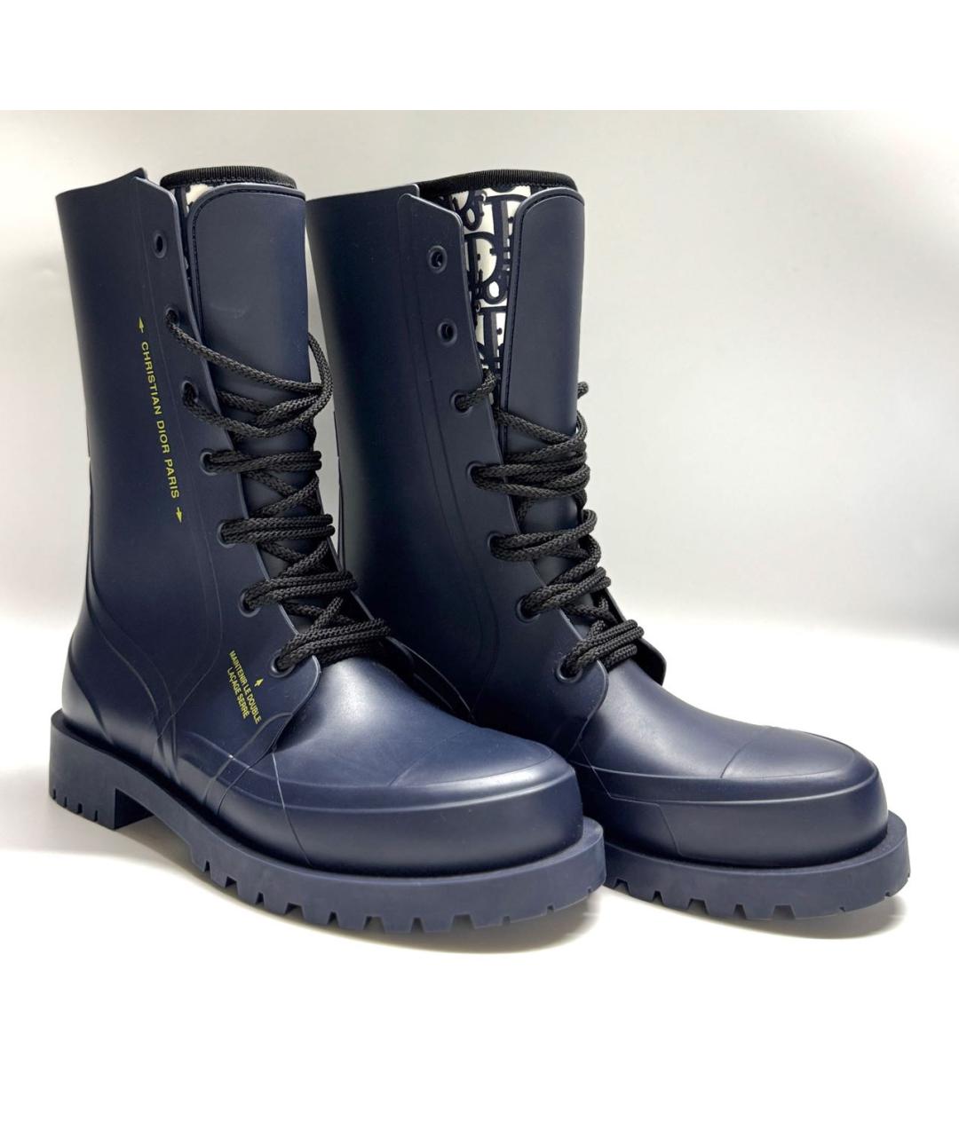 CHRISTIAN DIOR Темно-синие резиновые ботинки, фото 3