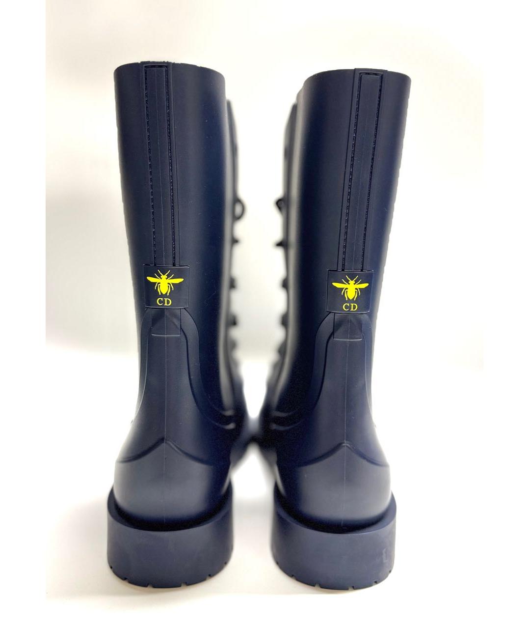 CHRISTIAN DIOR Темно-синие резиновые ботинки, фото 4