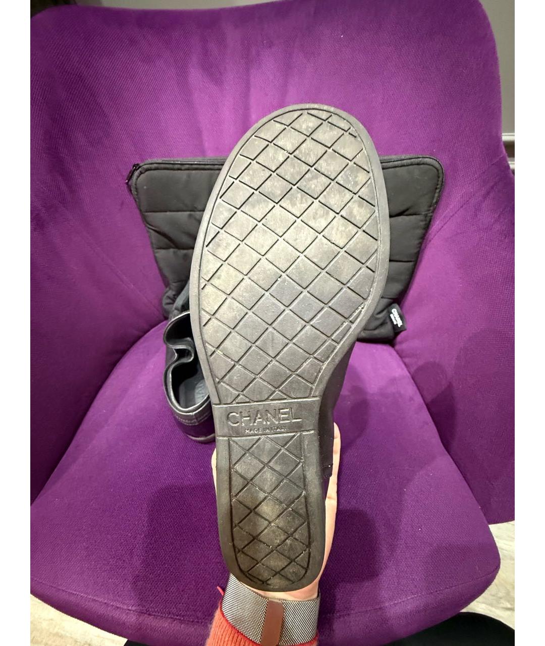 CHANEL Черные кожаные кеды, фото 5