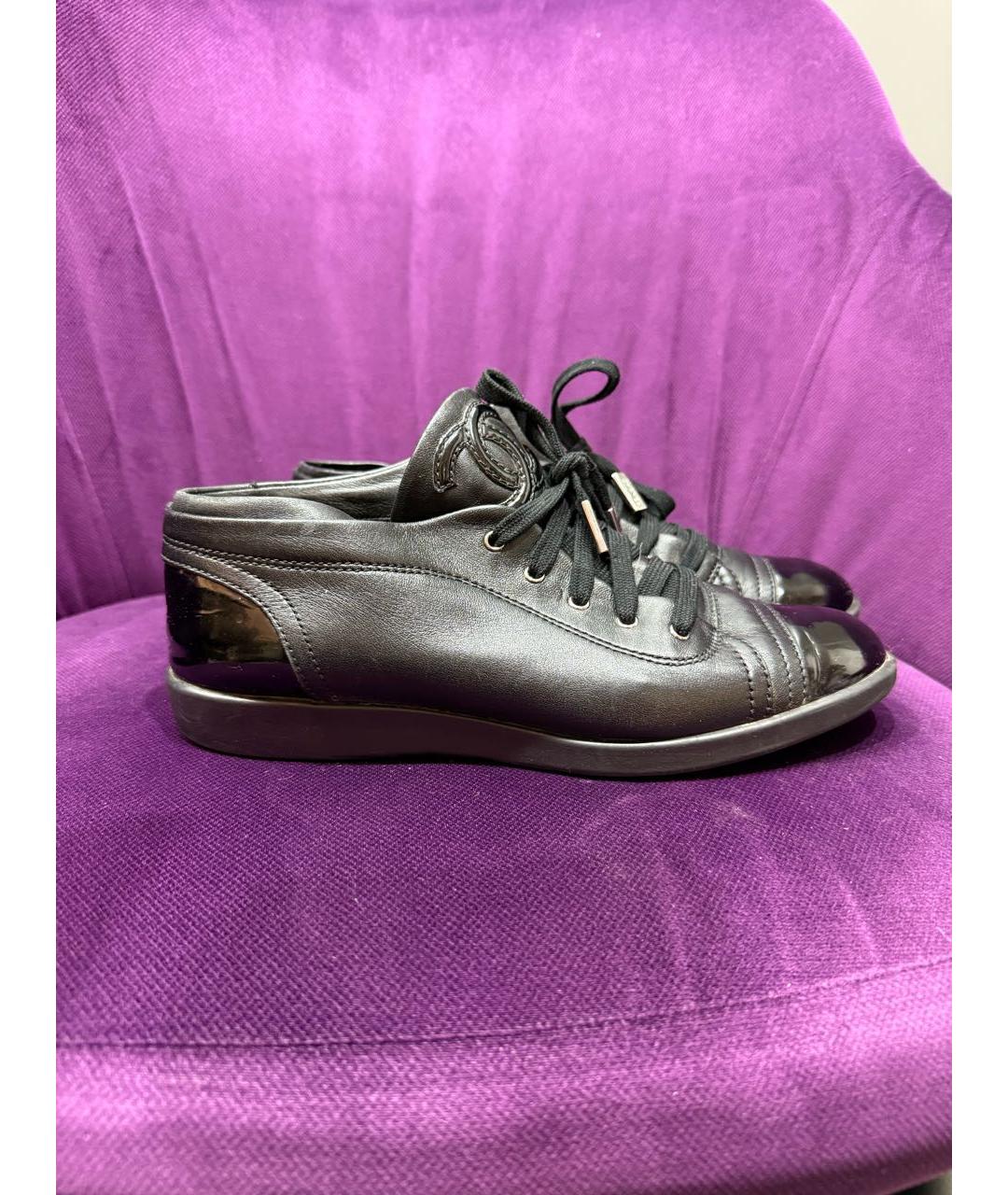 CHANEL Черные кожаные кеды, фото 7