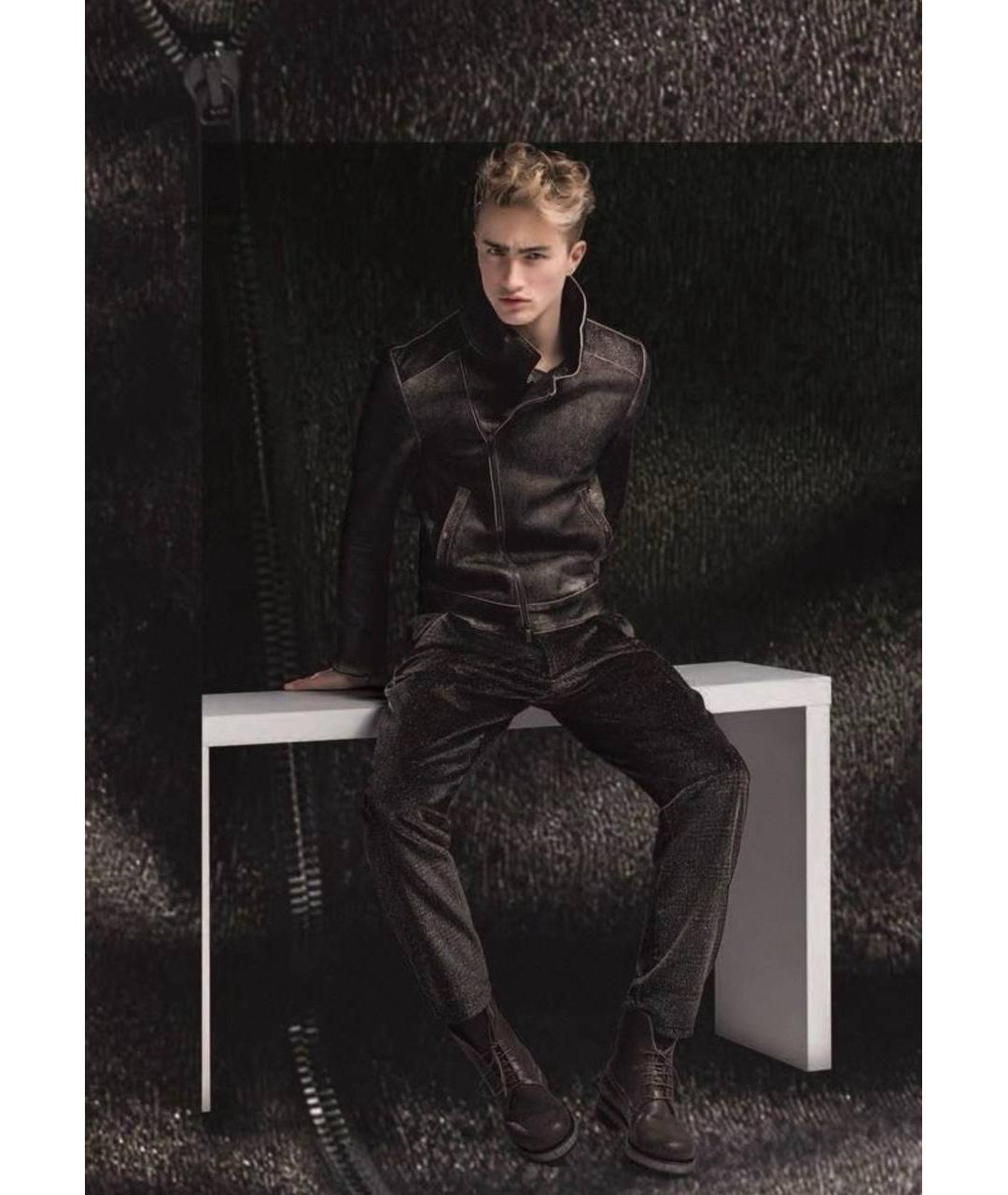 EMPORIO ARMANI Антрацитовая кожаная куртка, фото 5