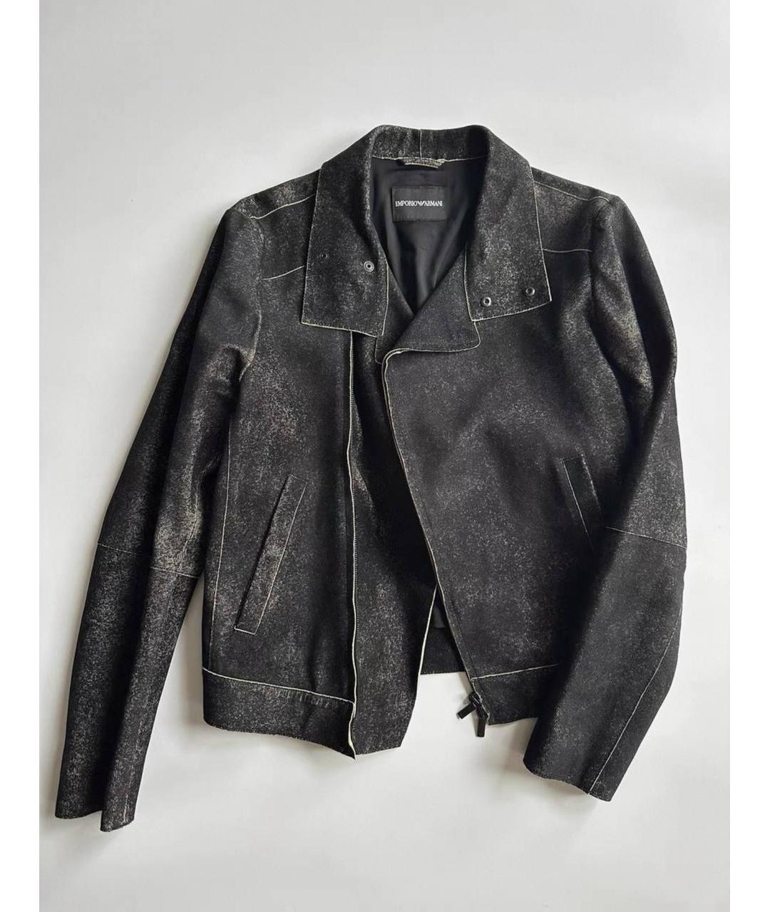 EMPORIO ARMANI Антрацитовая кожаная куртка, фото 6