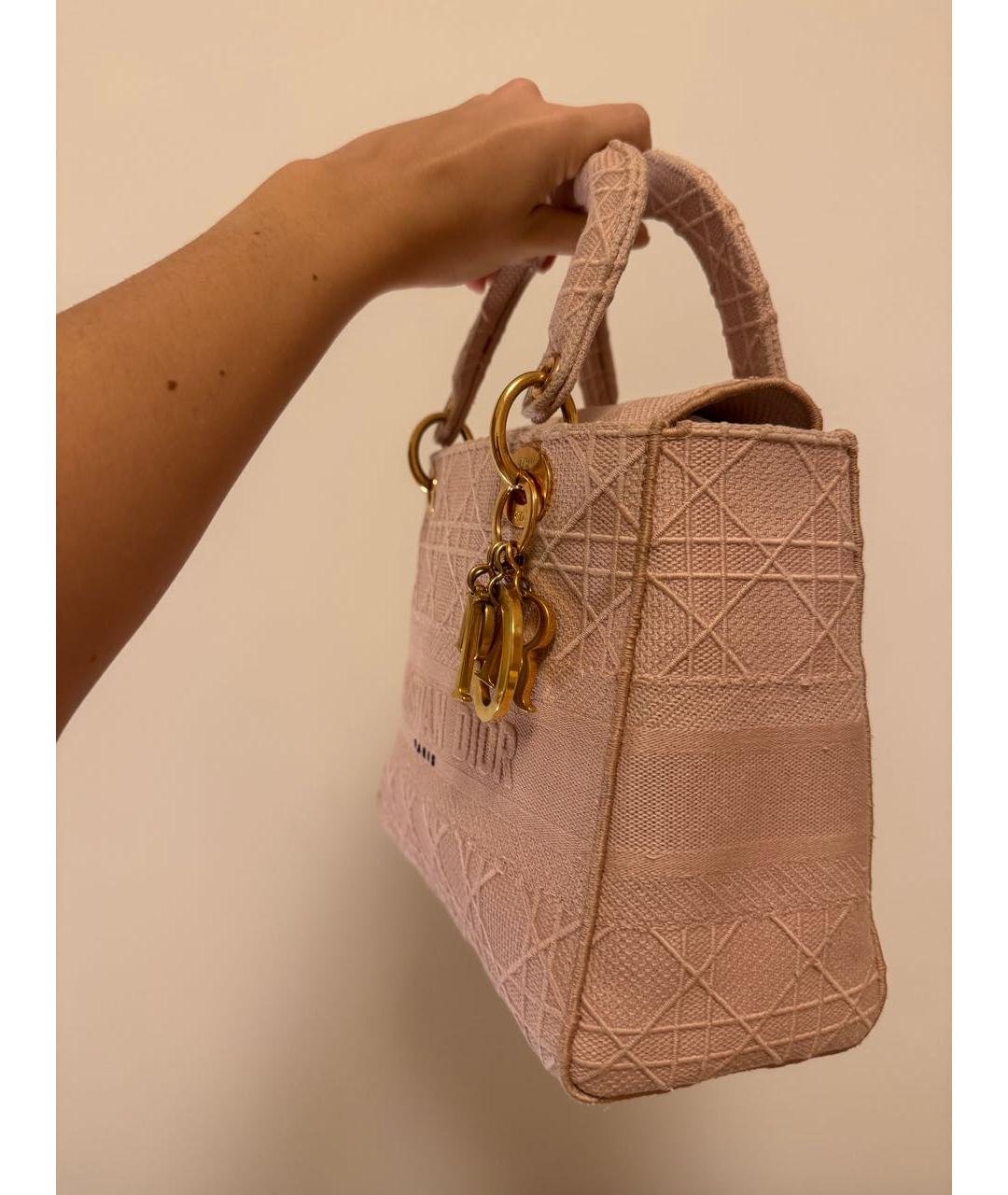 CHRISTIAN DIOR Розовая хлопковая сумка тоут, фото 2