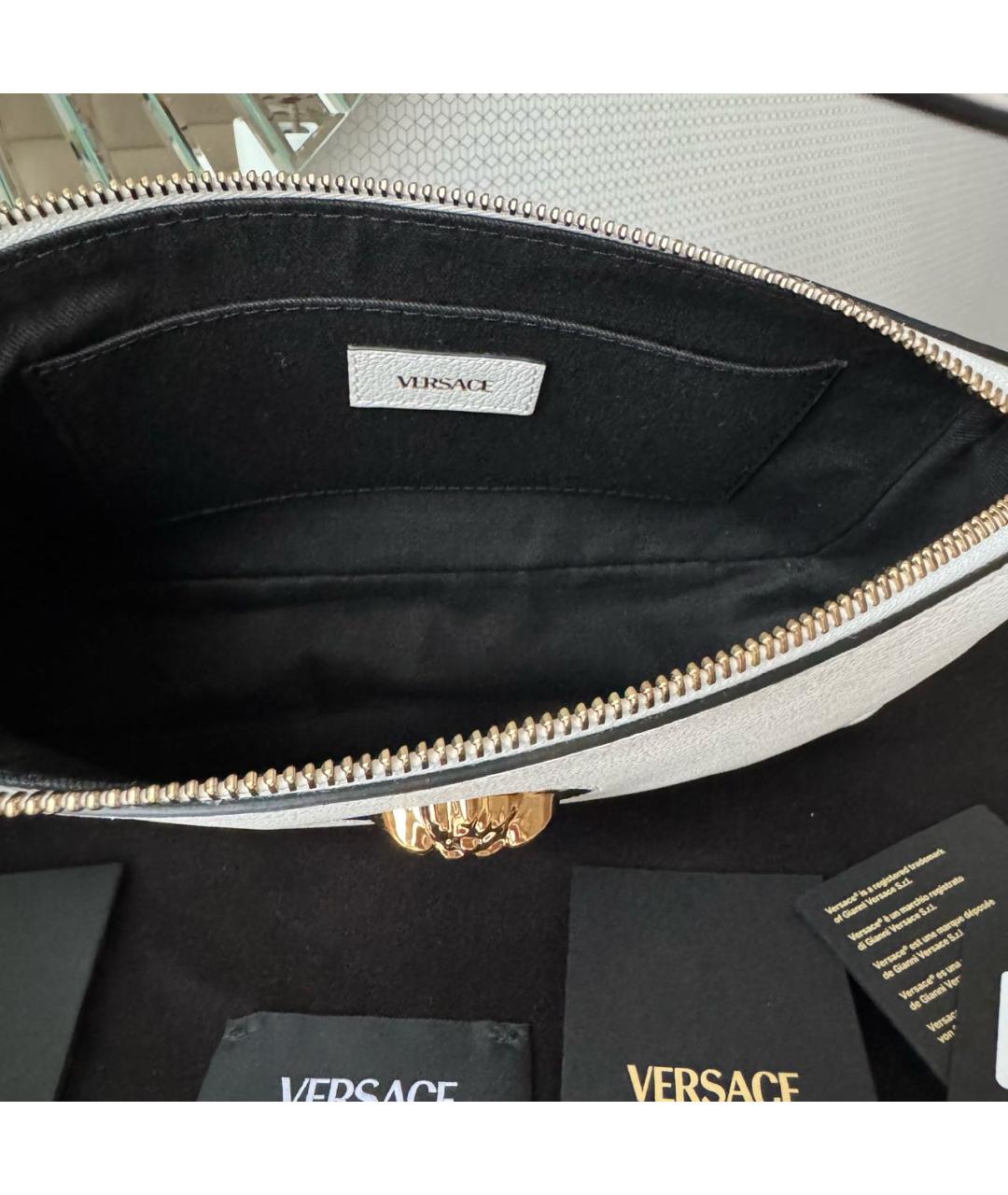 VERSACE Белая кожаная сумка через плечо, фото 5