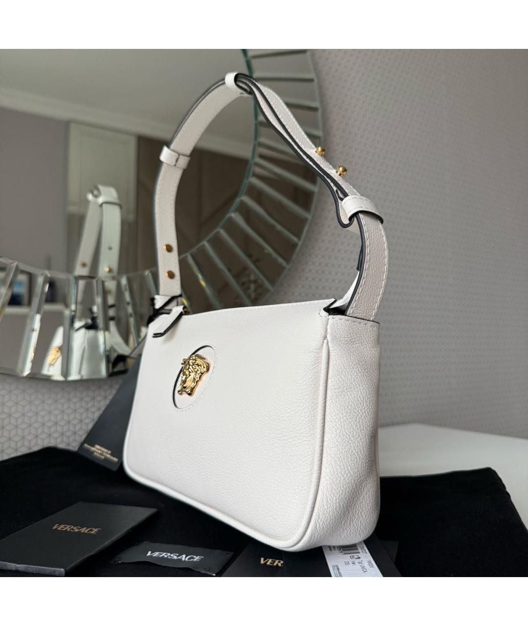 VERSACE Белая кожаная сумка через плечо, фото 3