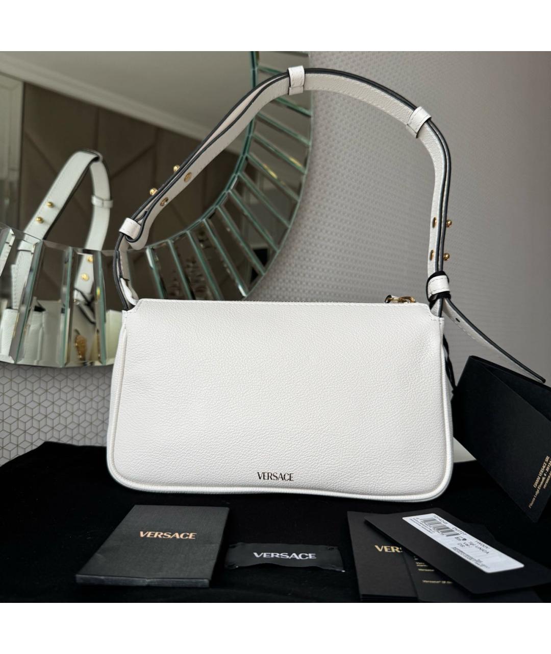VERSACE Белая кожаная сумка через плечо, фото 2
