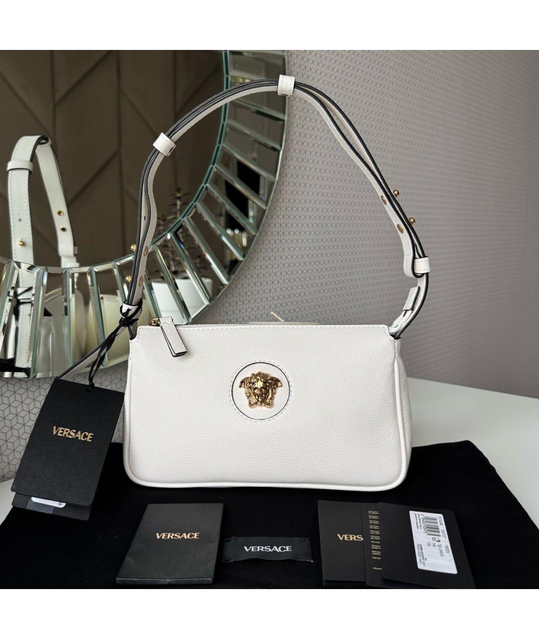 VERSACE Белая кожаная сумка через плечо, фото 9