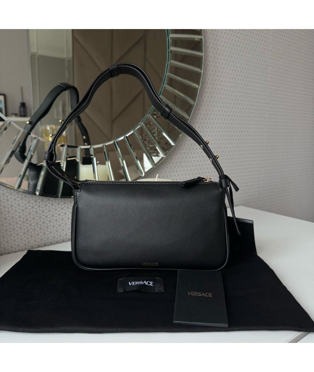 VERSACE Черная кожаная сумка через плечо, фото 3