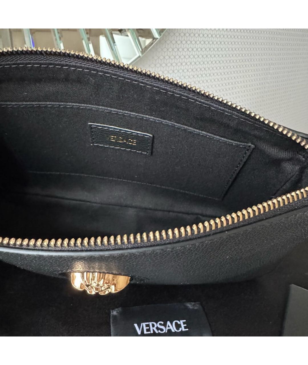 VERSACE Черная кожаная сумка через плечо, фото 8