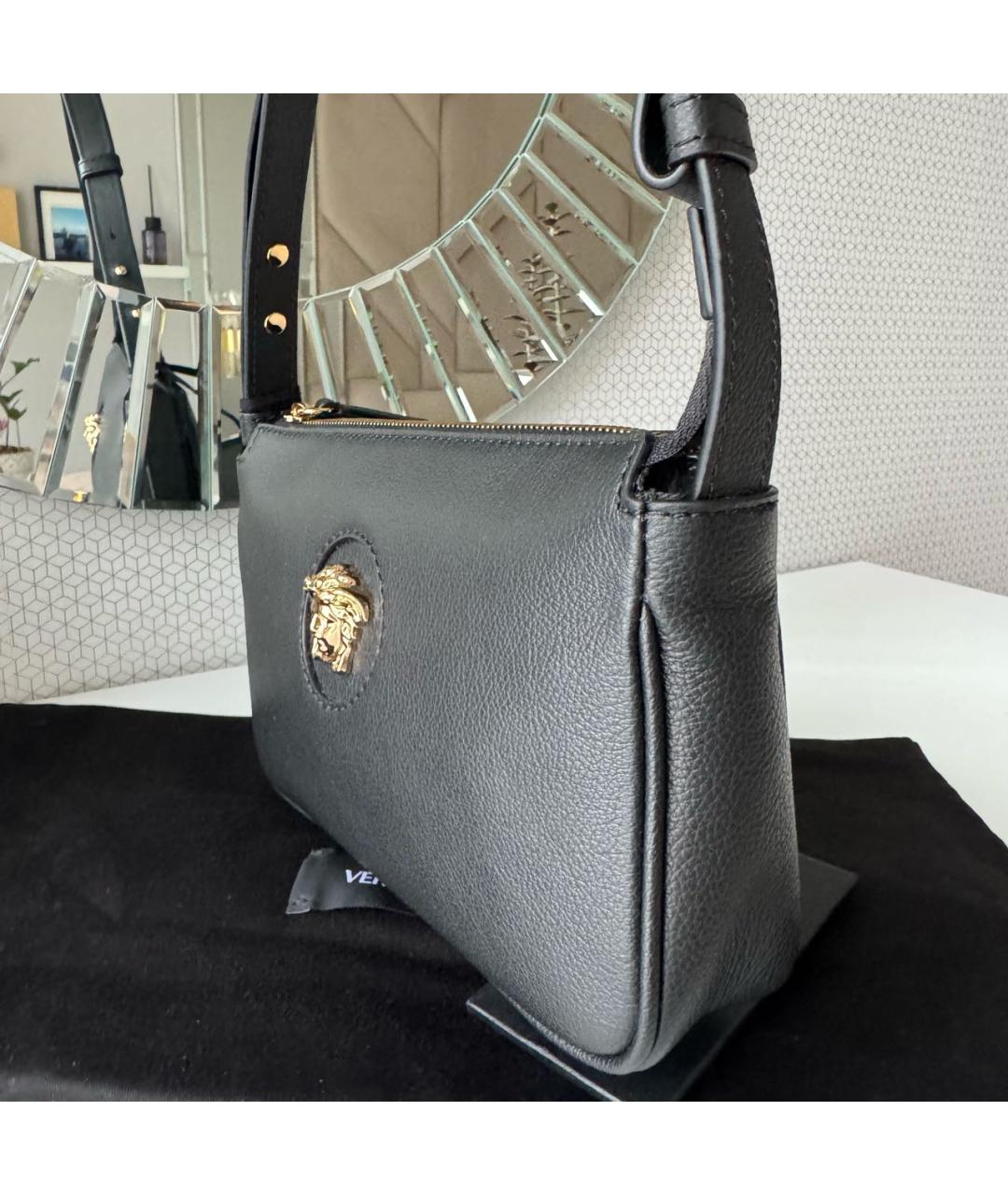 VERSACE Черная кожаная сумка через плечо, фото 6