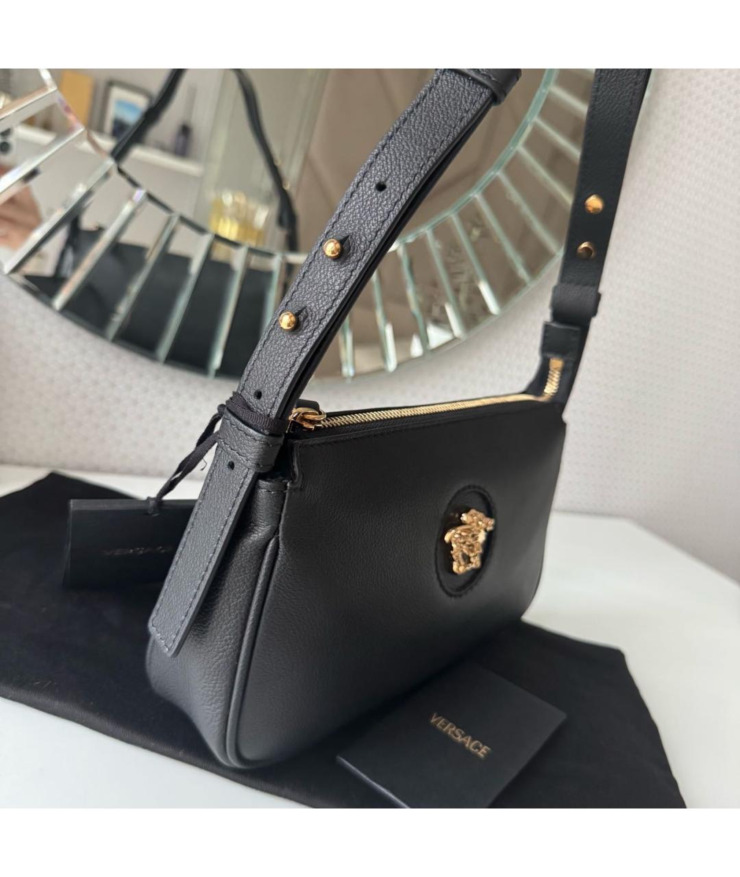 VERSACE Черная кожаная сумка через плечо, фото 7