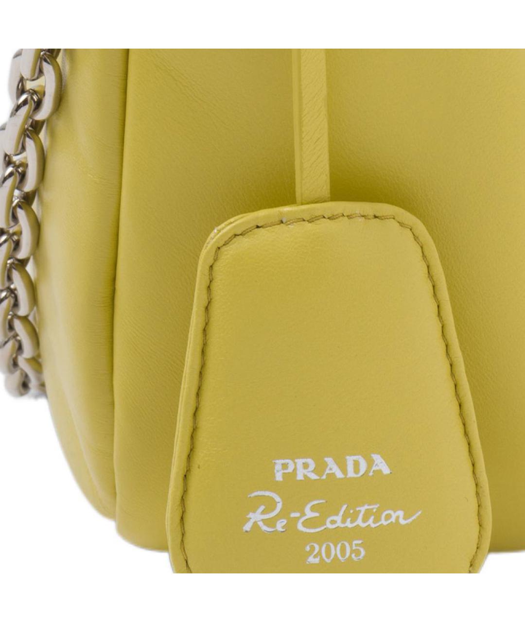 PRADA Желтая кожаная сумка через плечо, фото 4