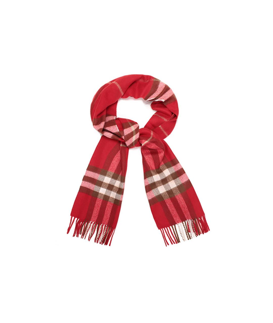 BURBERRY Красный кашемировый шарф, фото 3