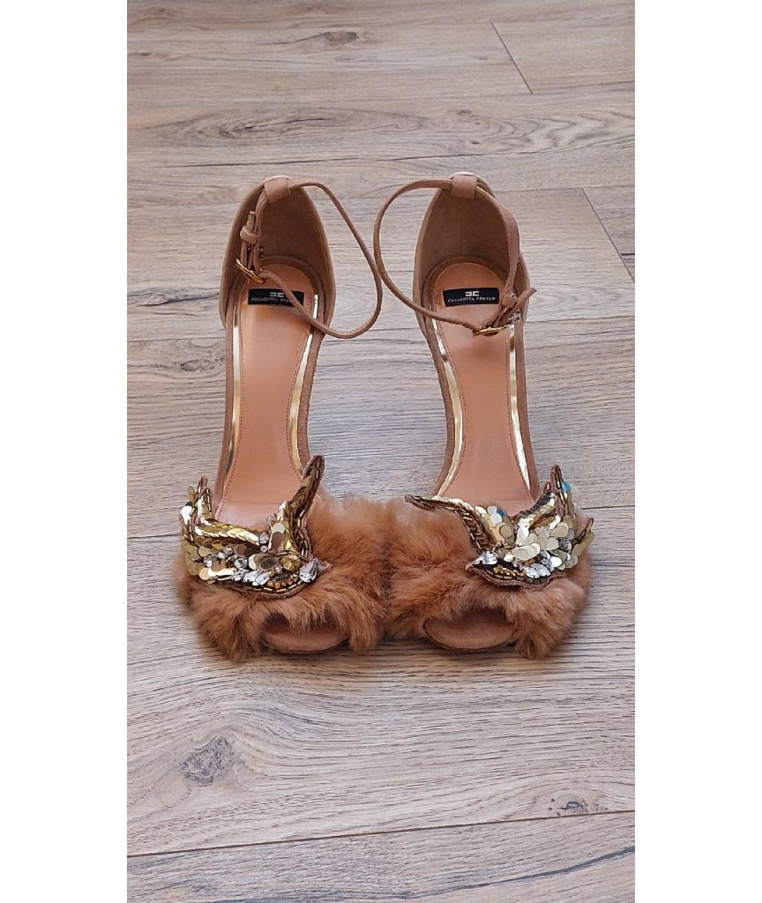 ELISABETTA FRANCHI Коралловые замшевые босоножки, фото 2