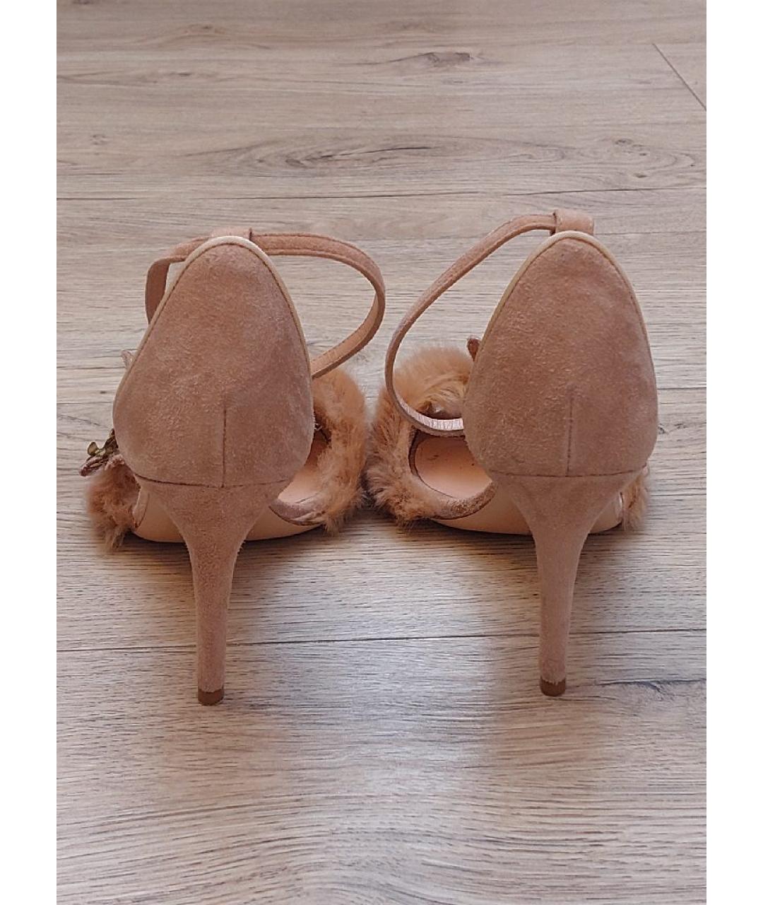 ELISABETTA FRANCHI Коралловые замшевые босоножки, фото 4