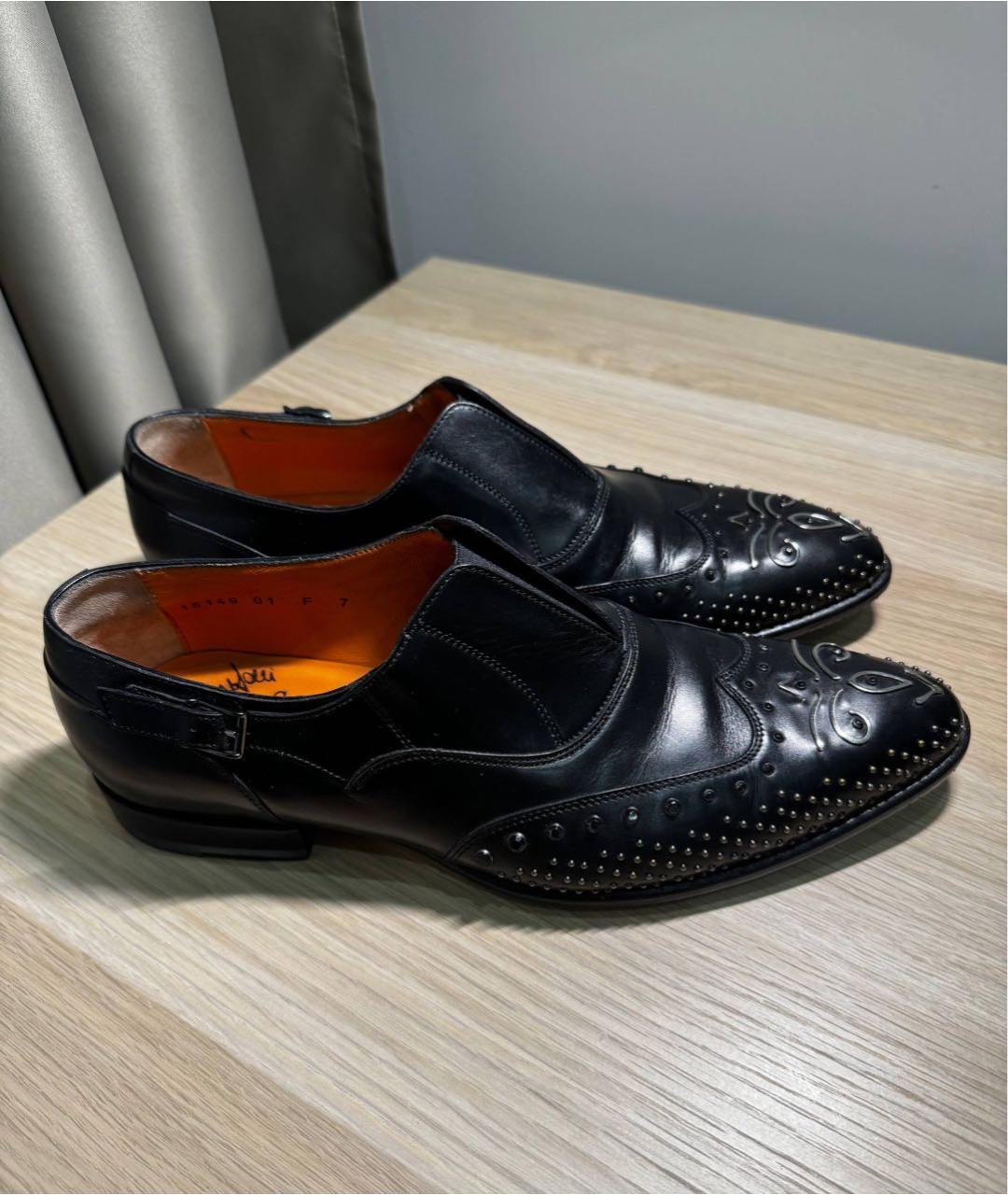 SANTONI Черные кожаные туфли, фото 3