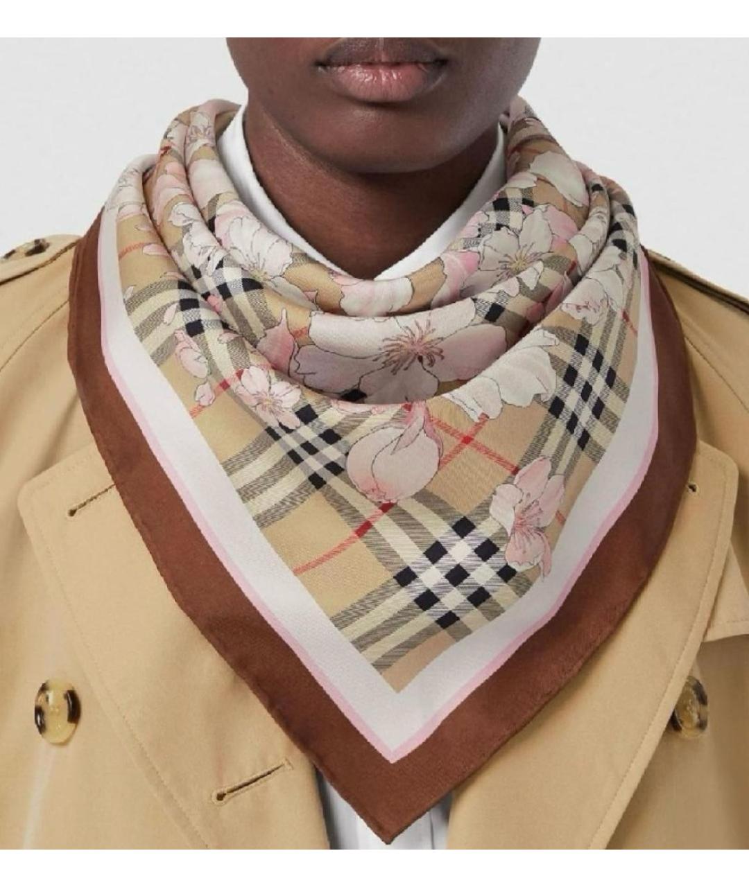 BURBERRY Мульти шелковый платок, фото 2